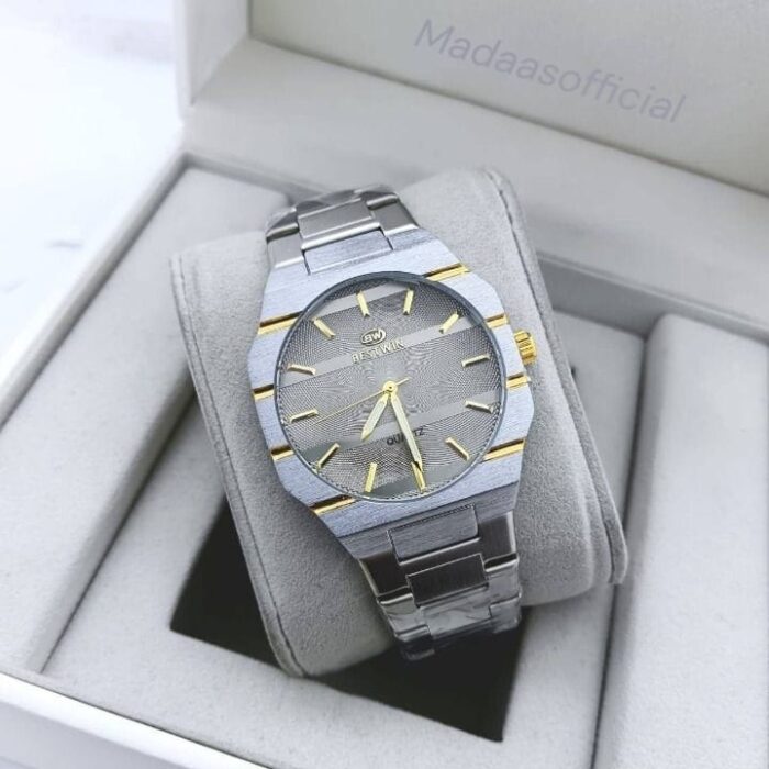 Bestwin Square Quartz Watch –  White & Gold
