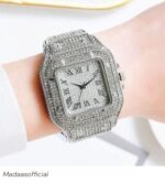 Fully Iced Roman Numeral Watch – SS25 (Silver)