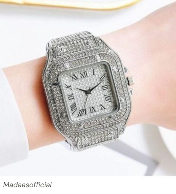 Fully Iced Roman Numeral Watch – SS25 (Silver)