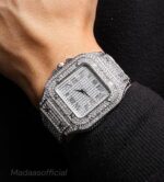 Fully Iced Roman Numeral Watch – SS25 (Silver)