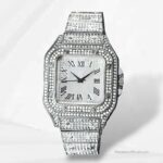 Fully Iced Roman Numeral Watch – SS25 (Silver)